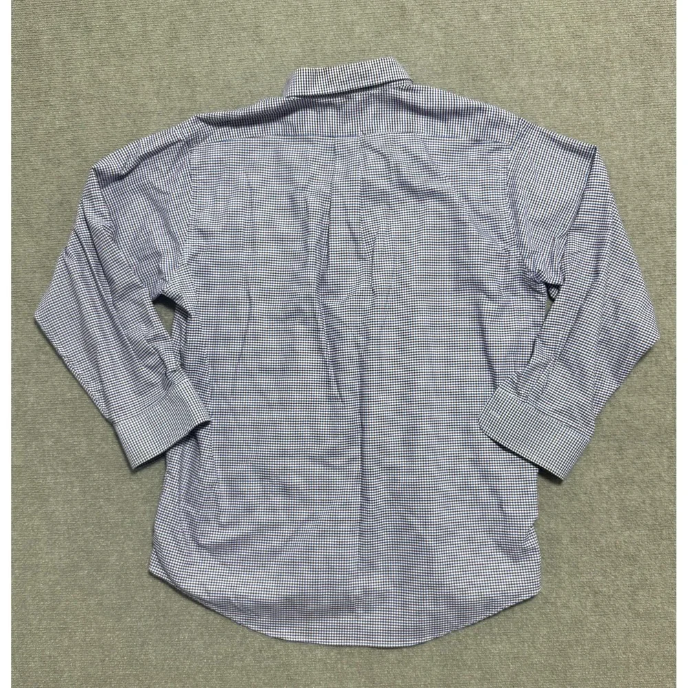 Chaps Shirt Mens 16-16.5 32/33 Blue Red Check Classic Fit Oxford Wrinkle Free‎